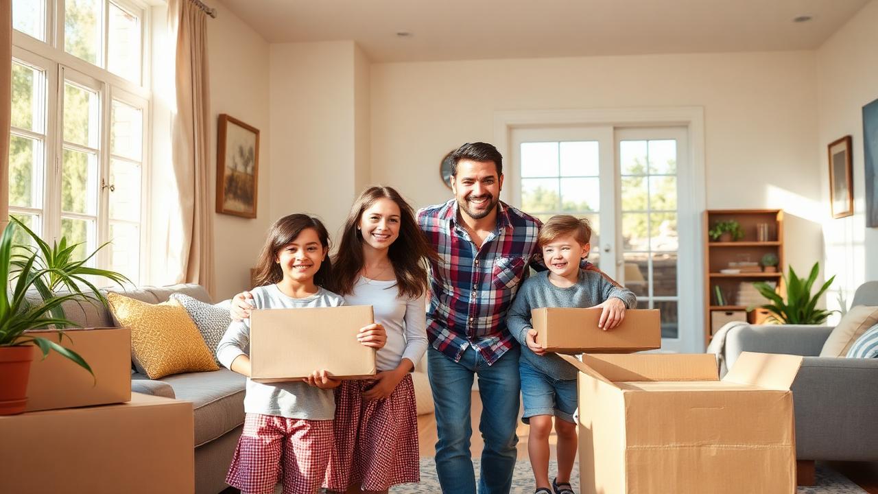 Family moving into temporary housing