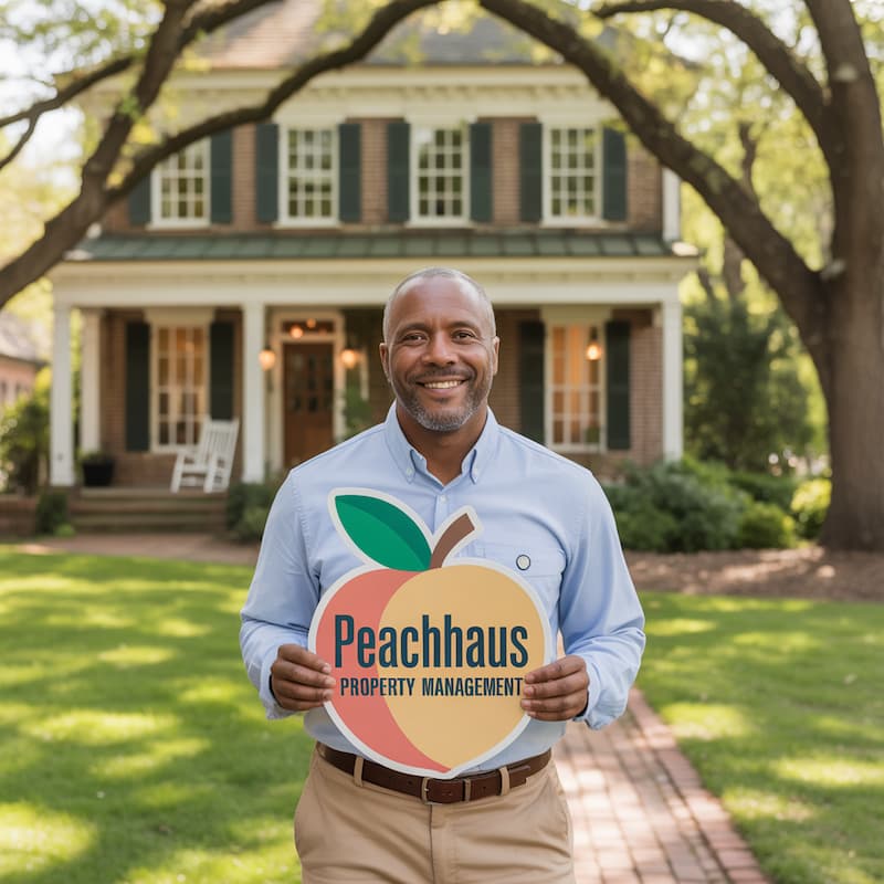 Alpharetta property owner with PeachHaus sign