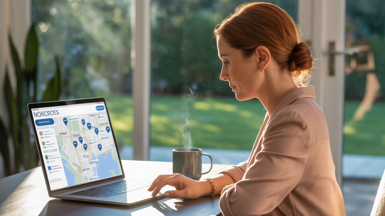 Woman managing rental property on laptop